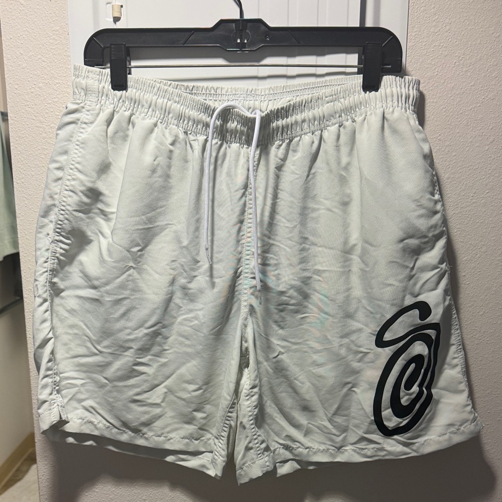 Stussy White Shorts with Black Accents